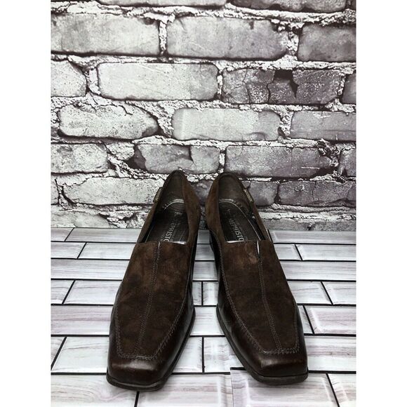 Mephisto Brown Suede Leather Square Toe Split Toe Loafers Heel Shoes Women Sz 9M - Picture 8 of 16
